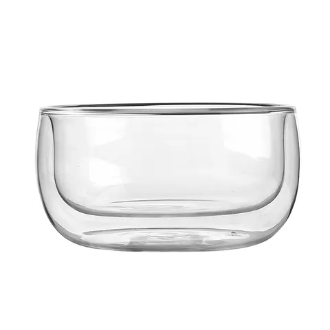 时尚设计水果使用透明双壁玻璃沙拉碗