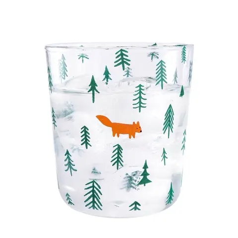耐热玻璃圣诞促销礼品 圣诞树图案玻璃杯